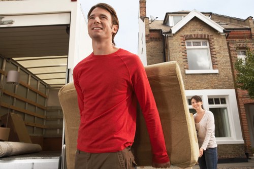 Furniture and boxes being loaded for a local move in Notting Hill