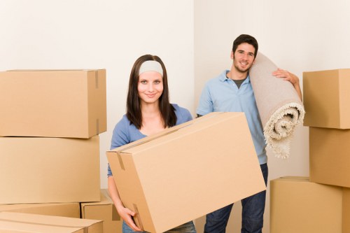 Packing and loading furniture into a removal truck