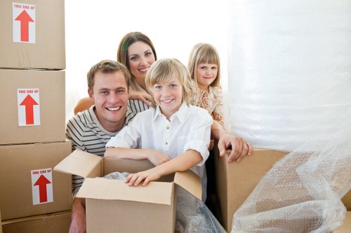 Packed boxes ready for a home move in west London